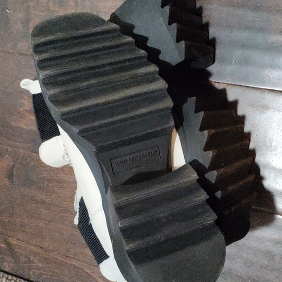 Karl Lagerfeld Leather Ivory Embellished Platform Cavin Ankle Boots BLING 8.5 - Picture 6 of 6